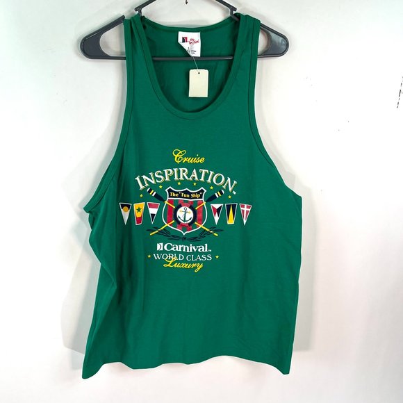 Carnival Cruise Tank Top Menes Size L Green Inspiration Fun Ship Graphic Tee - Picture 1 of 8